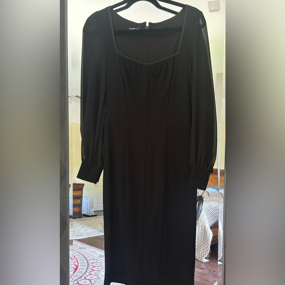 bebe Classic Black Long Sleeve Dress